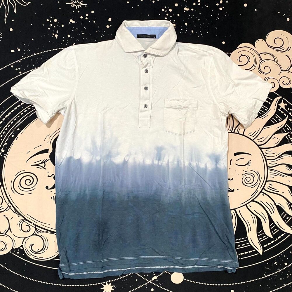 Greyson Polo Shirt Men's M White Colorblock Golf Performance Sports Hi-Low Hem
